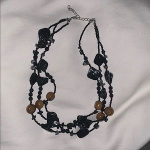 Bamboo and black stone necklace